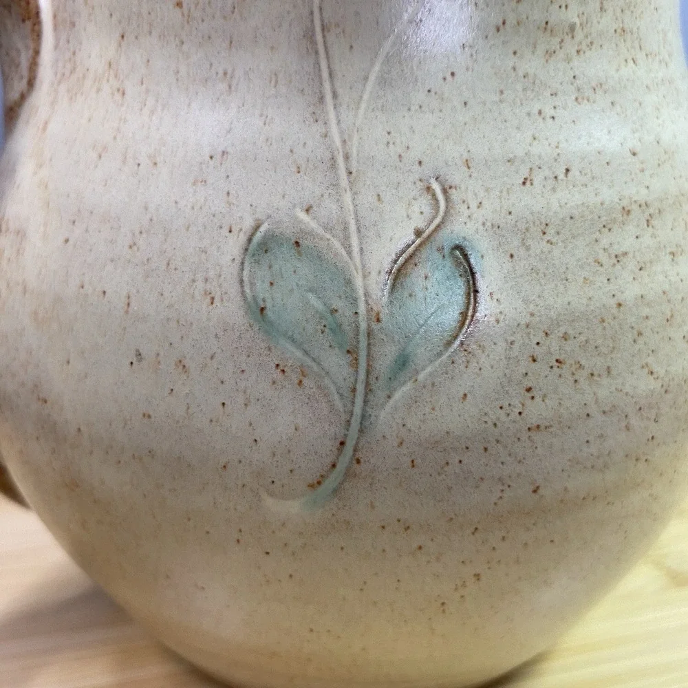 Vintage Rustic Pottery Pitcher‎ Vase Brown Tan Earth Tones Rustic Home Interiors